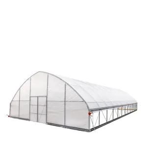 TMG Industrial 30’ x 50’ Tunnel Greenhouse Grow Tent w/6 Mil Clear EVA Plastic Film, Cold Frame, Hand Crank Roll-Up Sides, Peak Ceiling Roof, TMG-GH3050