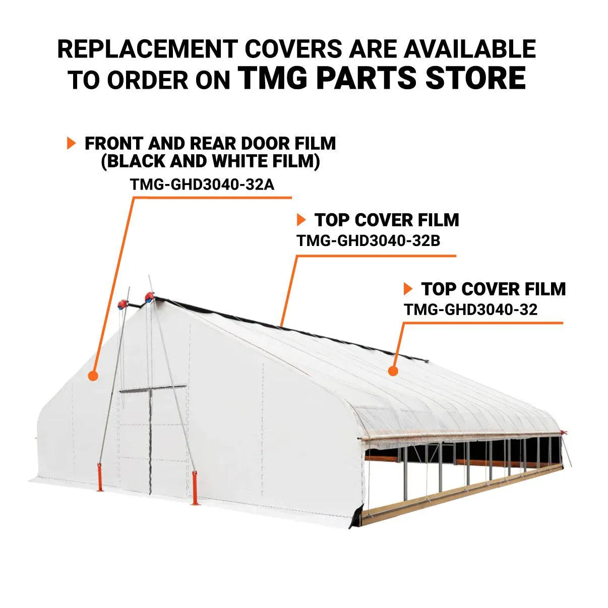 TMG Industrial Pro Series 30’ x 40’ Light Deprivation Two Layer Cover Greenhouse Grow Tent, 6-mil Blackout Tarp and Clear Film, Cold Frame, Hand Crank Roll-Up Sides, Peak Ceiling Roof, TMG-GHD3040