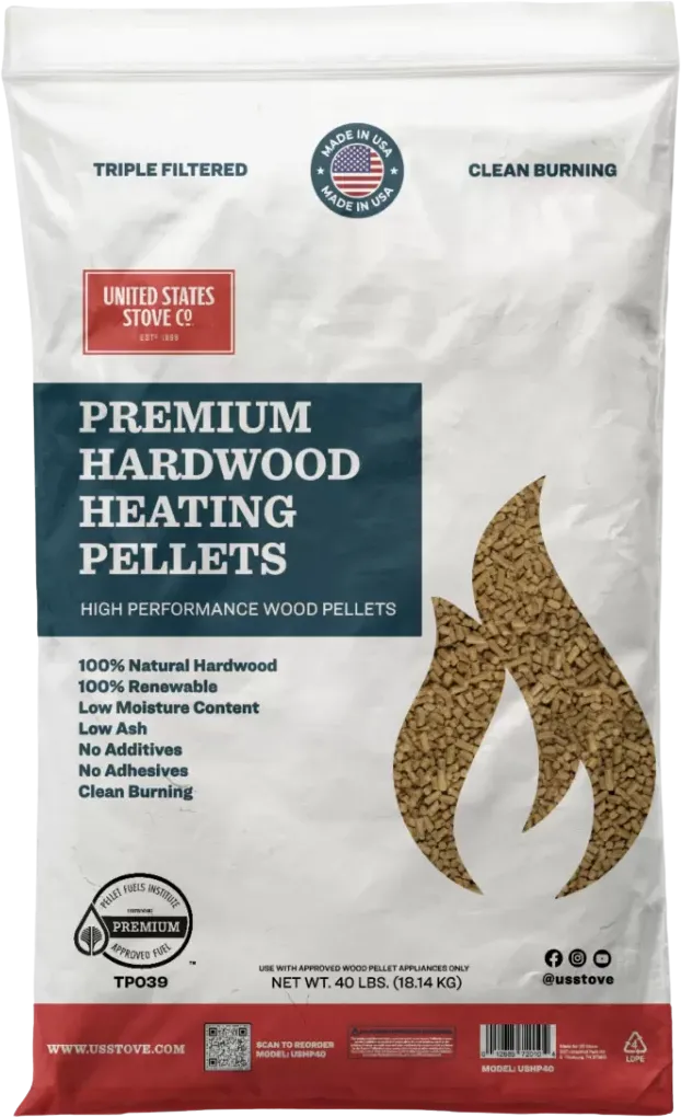 US Stove USHP40 Hardwood Heating Pellets for Pellet Stoves 40 lbs. Bag New