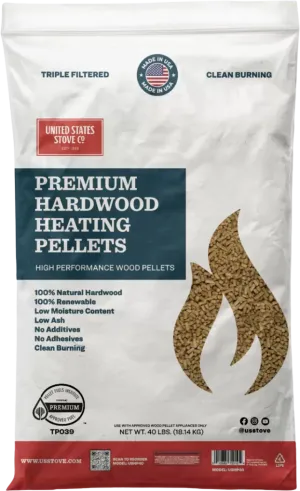 US Stove USHP40 Hardwood Heating Pellets for Pellet Stoves 40 lbs. Bag New