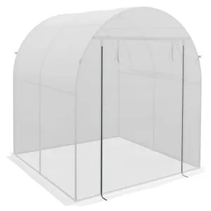 Walk in Polytunnel Greenhouse, Green House for Garden with Roll-up Window and Door, 1.8 x 1.8 x 2 m, White